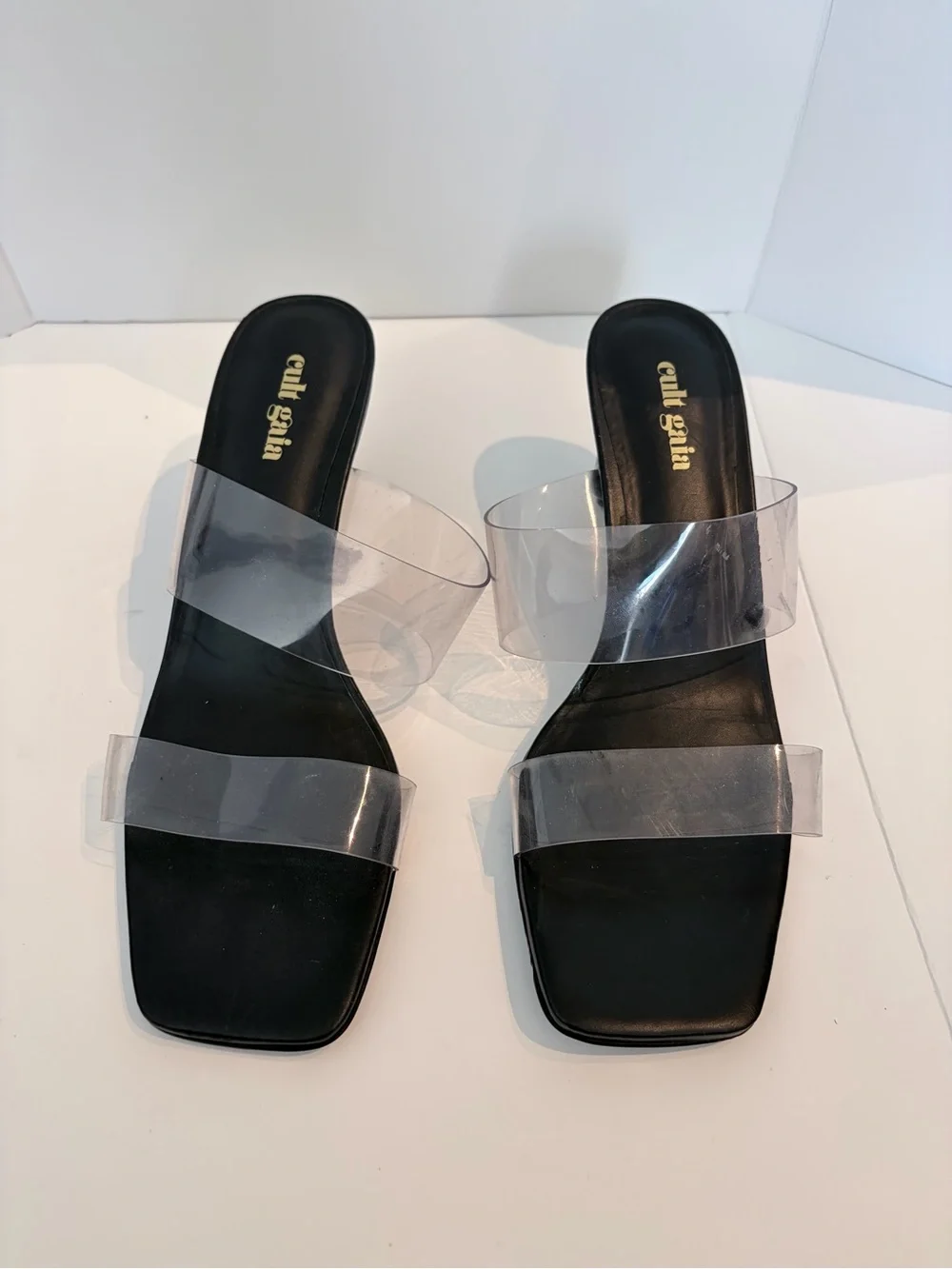 cult gaia Black Heeled Sandals with Clear Straps - Picture 2 of 5